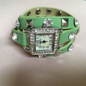 Rhinestone & Stud Wrap Watch